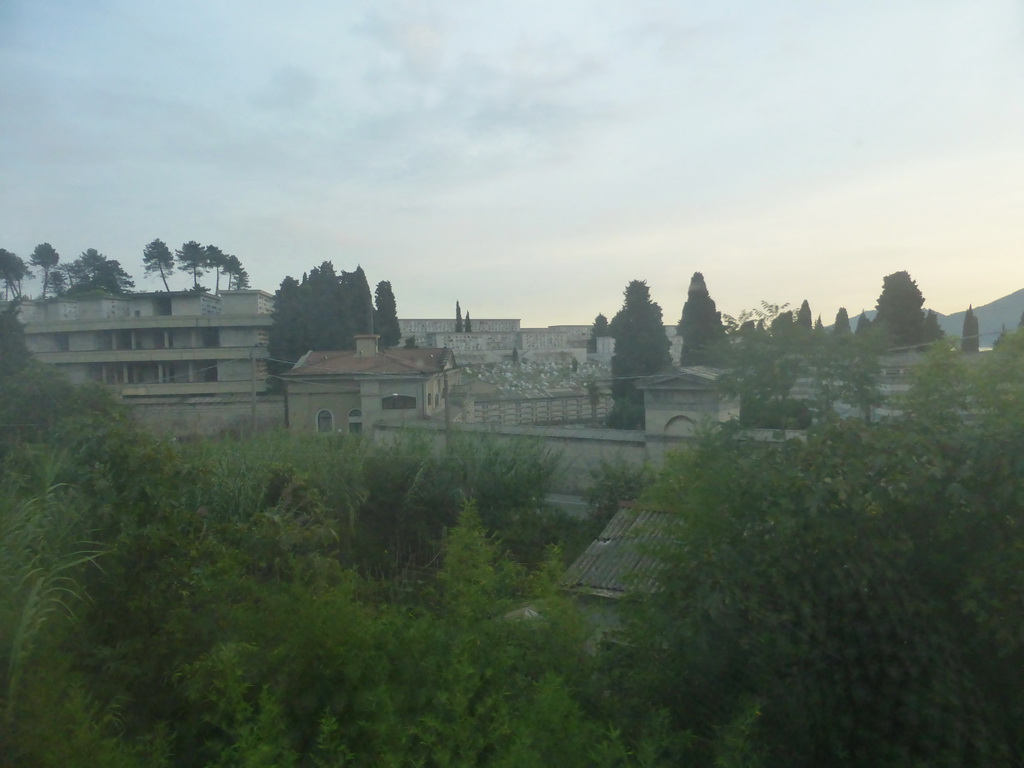 The Camposanto La Spezia cemetery at La Spezia, viewed from the train from Pisa