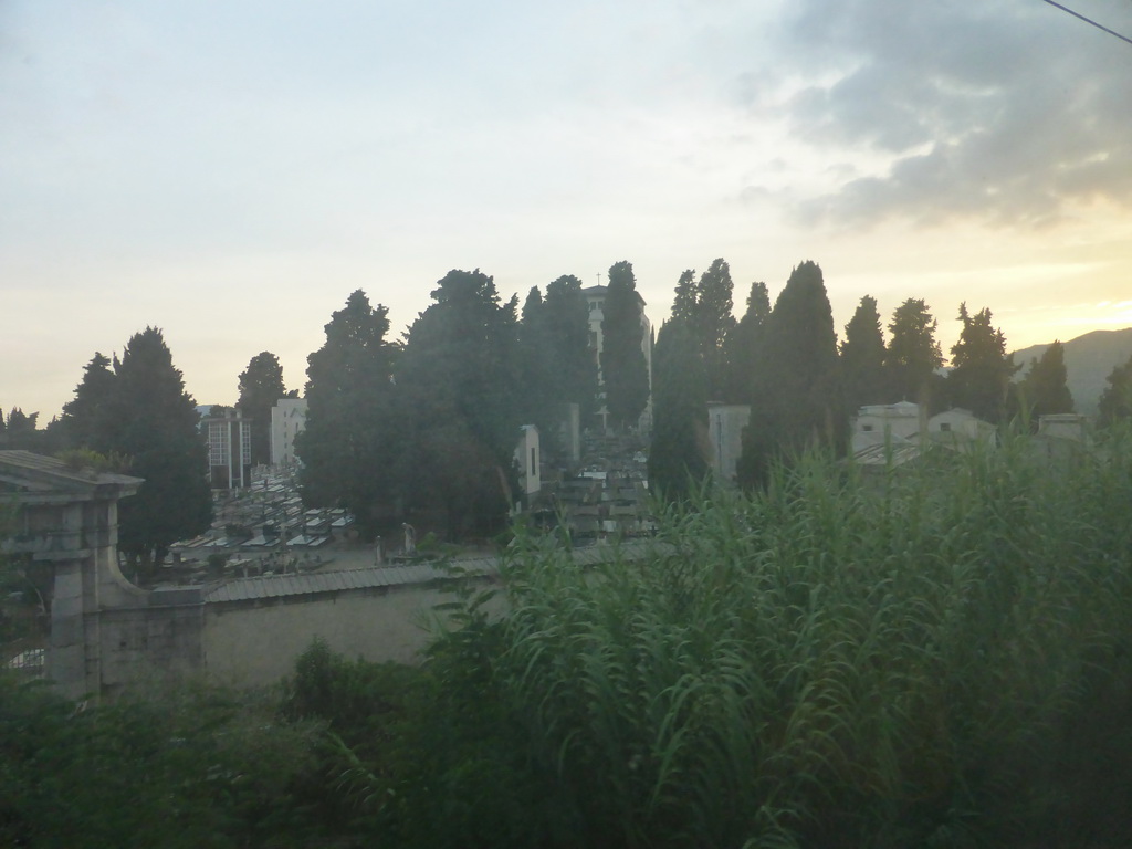 The Camposanto La Spezia cemetery at La Spezia, viewed from the train from Pisa