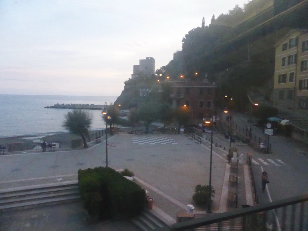 The harbour of Monterosso al Mare, viewed from the train from Pisa