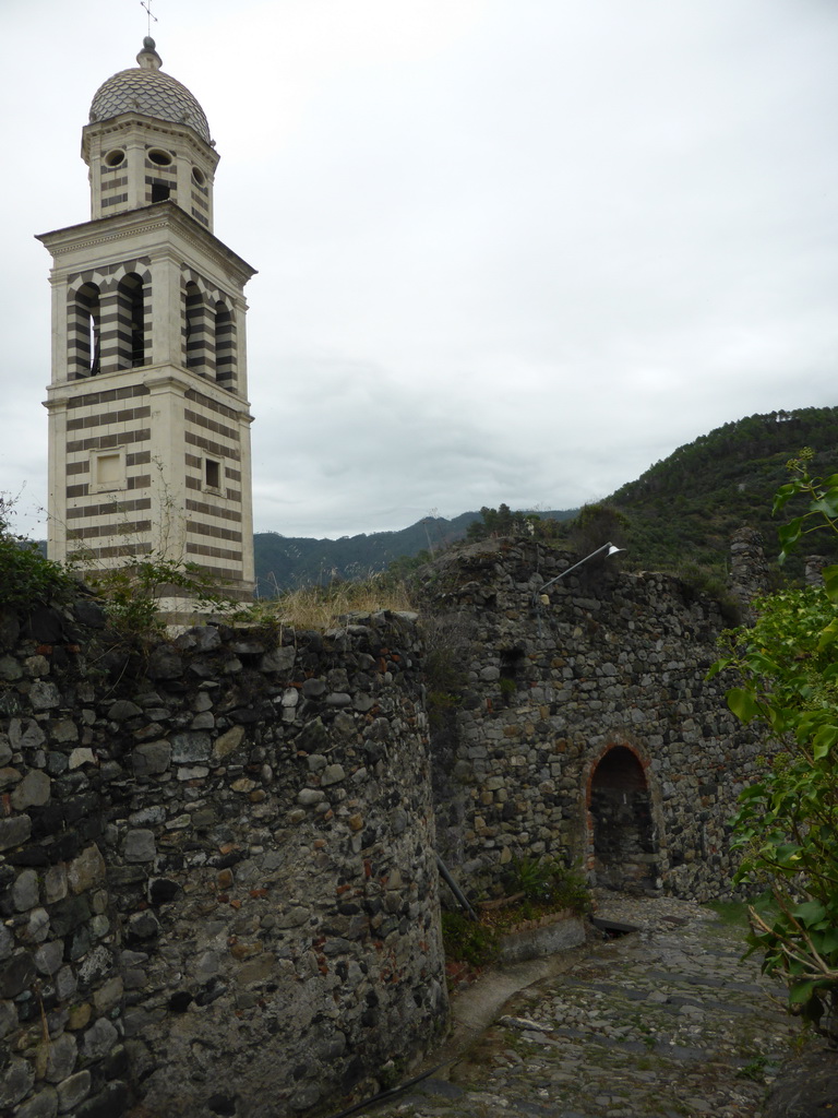 The path along the City Wall and the tower of the Chiesa di Sant`Andrea church