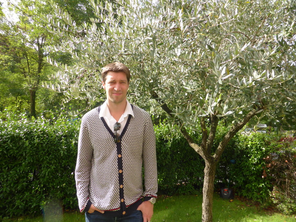 Tim with a tree at our terrace at the Cinque Terre Da Levanto hotel