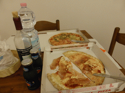 Pizza and drinks at our sitting room in the Cinque Terre Da Levanto hotel