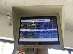 Train schedule screen at the Levanto railway station