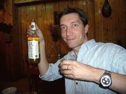 Tim having beer in a restaurant at Square Street in the Old City of Lijiang