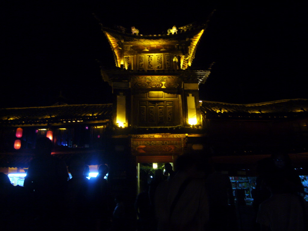 Kegong Fang Tower at Square Street in the Old City of Lijiang, by night