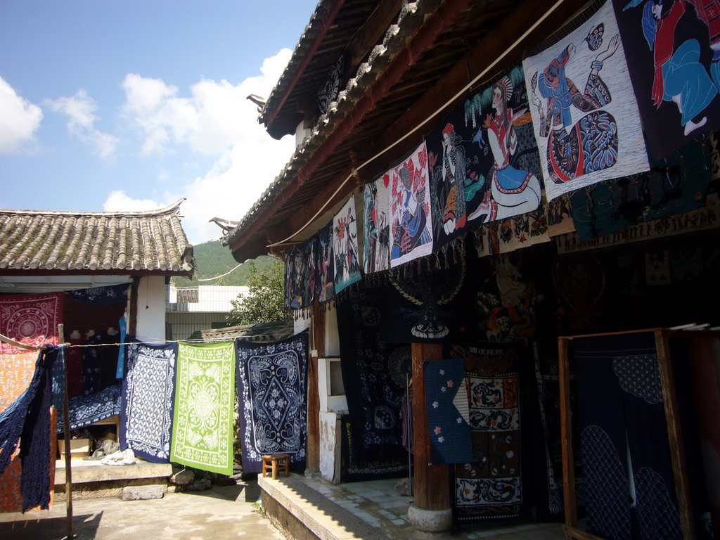Garments in a shop in the Old Town of Shuhe
