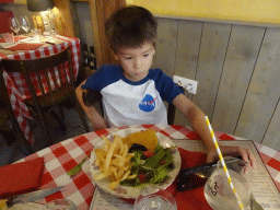 Max having lunch at the Le Domaine de Chavagnac restaurant