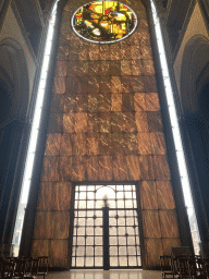 Doors and rose window at the nave of the Lille Cathedral