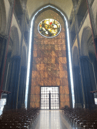 Doors and rose window at the nave of the Lille Cathedral