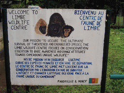 Welcome sign of the Limbe Wildlife Centre