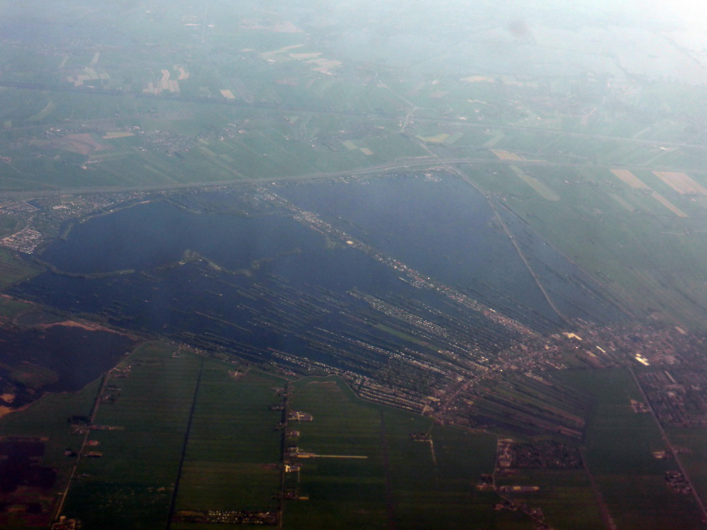 The Vinkeveense Plassen area, viewed from the airplane from Amsterdam