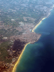 The towns of Saint-Hilaire-de-Riez and Saint-Gilles-Croix-de-Vie in France, viewed from the airplane from Amsterdam