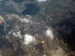 The city of Ponferrada in Spain, viewed from the airplane from Amsterdam