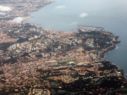 The city of Cascais and the town of Estoril, viewed from the airplane from Amsterdam