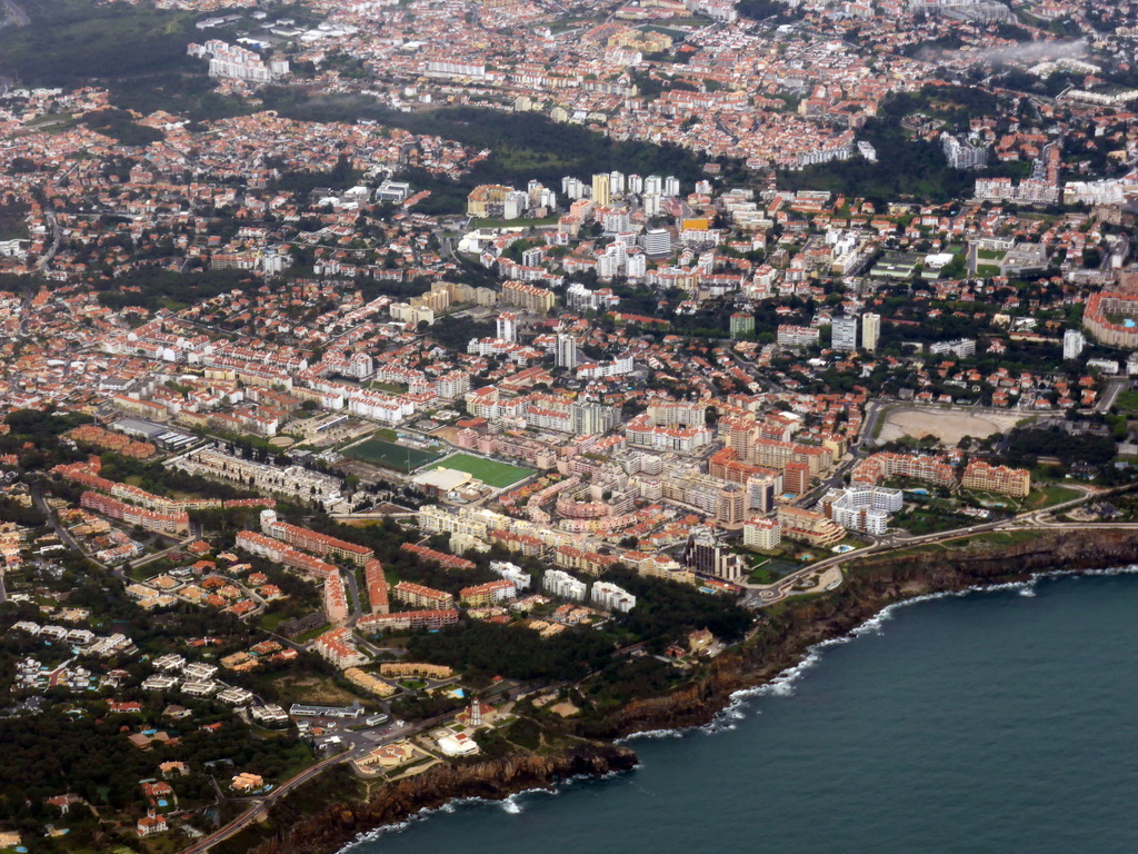 The city of Cascais, viewed from the airplane from Amsterdam