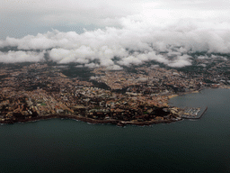 The city of Cascais, viewed from the airplane from Amsterdam