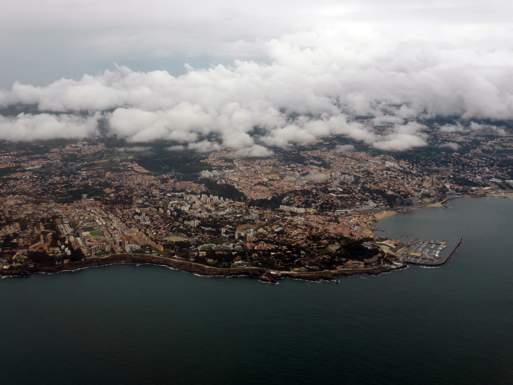 The city of Cascais, viewed from the airplane from Amsterdam