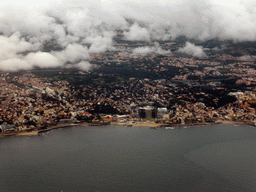 The town of Estoril with the Jardim do Estoril garden and the Casino Estoril, viewed from the airplane from Amsterdam