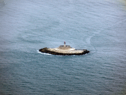 The Farol do Bugio tower in the Rio Tejo river, viewed from the airplane from Amsterdam