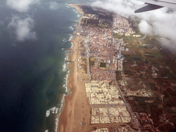 The town of Costa da Caparica and its beach, viewed from the airplane from Amsterdam