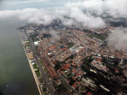 The Alcântara and Belém districts of Lisbon, viewed from the airplane from Amsterdam