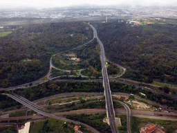 The A5 highway with the Viaduto Duarte Pacheco viaduct, viewed from the airplane from Amsterdam