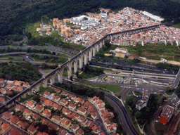 The Águas Livres Aqueduct and the Campolide Bus Station, viewed from the airplane from Amsterdam