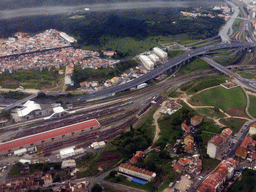 The Campolide Railway Station, viewed from the airplane from Amsterdam