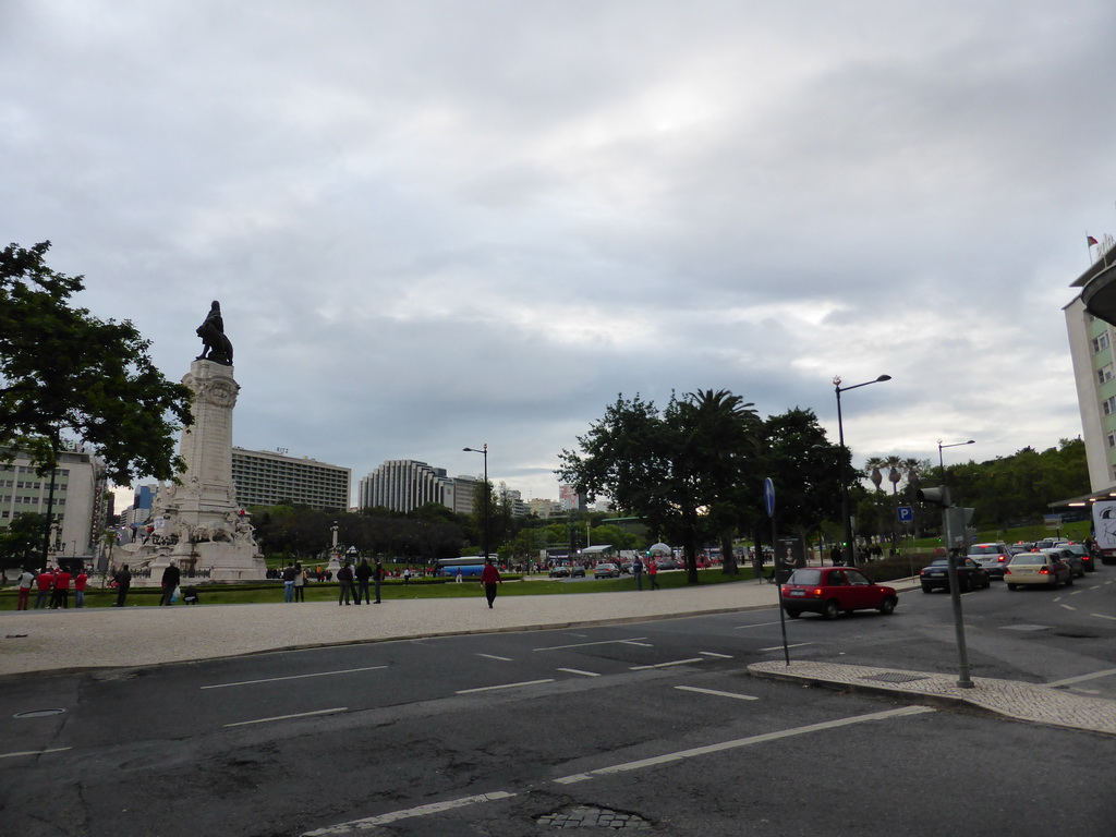 The Praça do Marquês de Pombal square with the statue of the Marquess of Pombal and the Eduardo VII Park