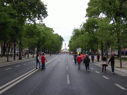 Fans of the S.L. Benfica soccer team celebrating the championship at the Avenida da Liberdade avenue, with a view on the Praça do Marquês de Pombal square with the statue of the Marquess of Pombal