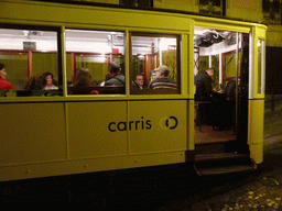 The Glória Funicular at the Calçada da Glória street, by night