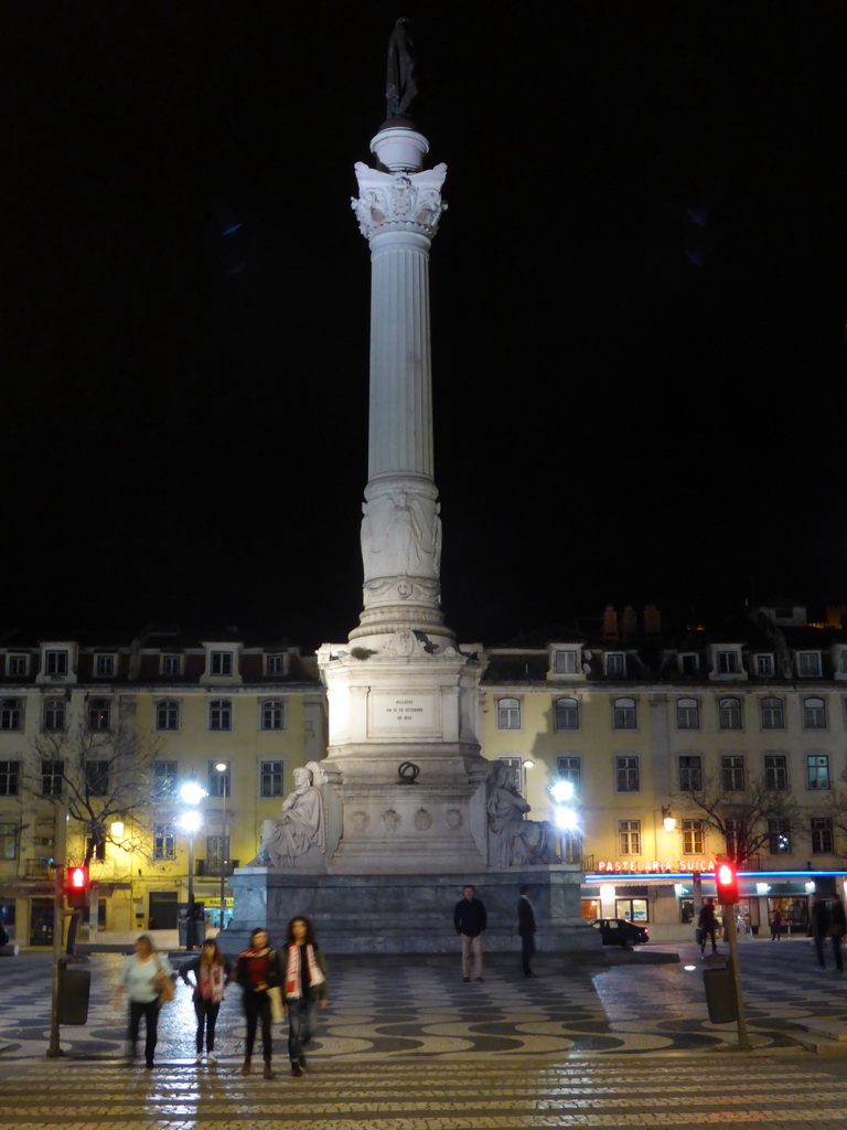 The Column of Pedro IV at the Rossio Square, by night