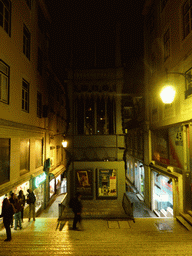 The Elevador de Santa Justa lift at the Rua da Santa Justa street, by night