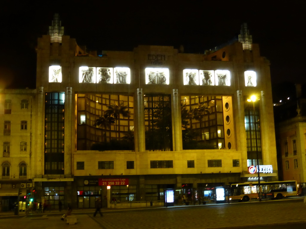 The Eden Theatre at the Praça dos Restauradores square, by night