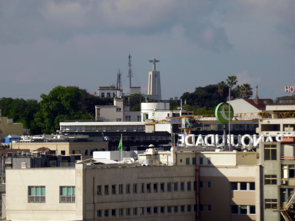 The Cristo Rei statue, viewed from the restaurant at the top floor of the Embaixador Hotel