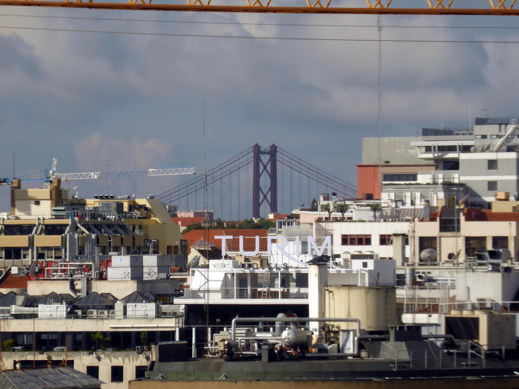 The Ponte 25 de Abril bridge, viewed from the restaurant at the top floor of the Embaixador Hotel