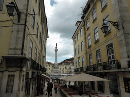 The Calçada do Carmo street and the Rossio Square with the Column of Pedro IV