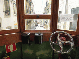 Interior of the Bica Funicular and the Rua de Bica de Duarte Belo street