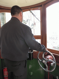 Driver in the Bica Funicular at the Rua de Bica de Duarte Belo street