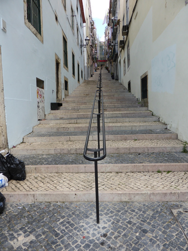 The Calçada da Bica Grande staircase, viewed from the Rua de São Paulo street