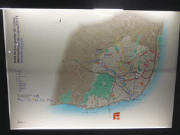 Map of the subway and railway network of Lisbon at the Terreiro do Paço subway station