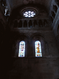 Right transept with stained glass window at the Lisbon Cathedral