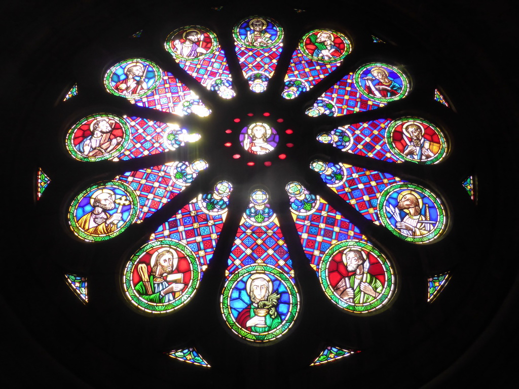 Rose window at the Lisbon Cathedral, viewed from the upper floor