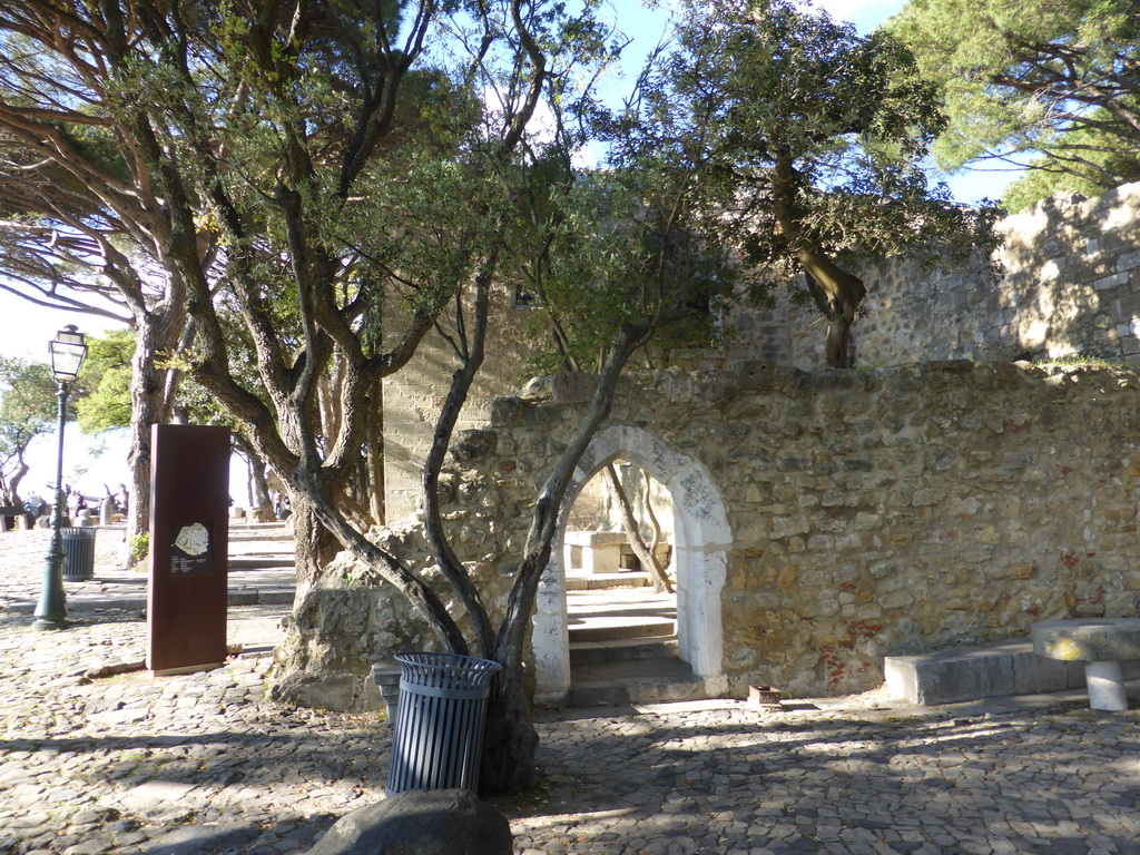 Gate in a wall at the ruins of the former Royal Palace of the Alcáçova at the São Jorge Castle