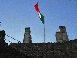 Portuguese flag at one of the western towers of the São Jorge Castle