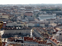 The city center with the Praça de Figueira square, the Rossio Square and the Rossio Railway Station, viewed from the western wall of the São Jorge Castle
