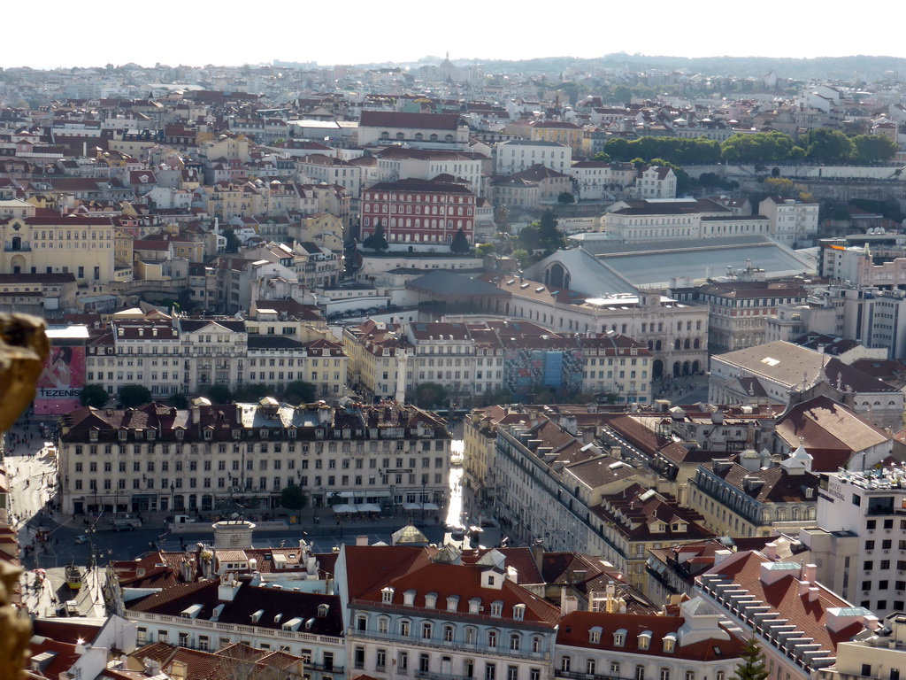 The city center with the Praça de Figueira square, the Rossio Square and the Rossio Railway Station, viewed from the western wall of the São Jorge Castle