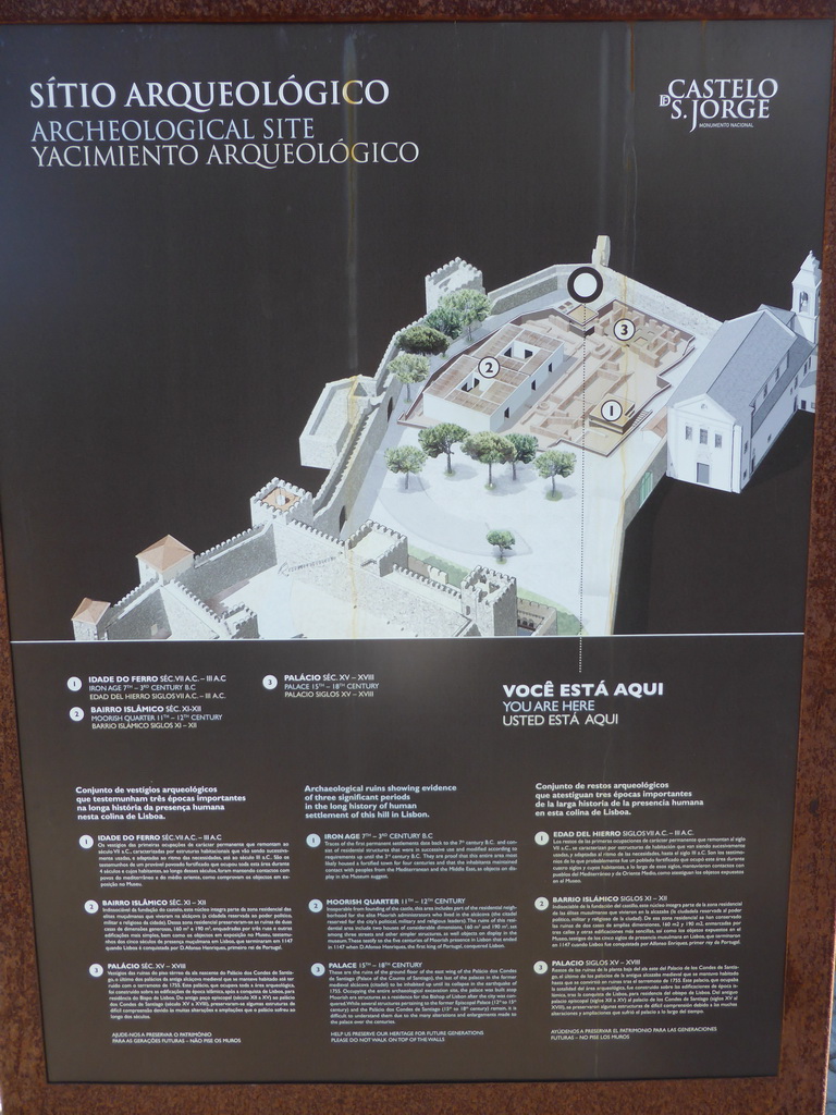 Map of the archaeological site of the São Jorge Castle
