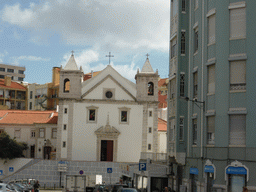 Front of the Igreja de São Sebastião da Pedreira church, viewed from the sightseeing bus