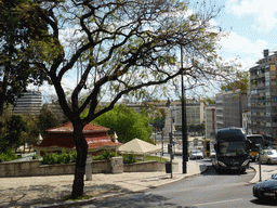 The Rua Joaquim António de Aquiar street and the Praça do Marquês de Pombal square with the statue of the Marquess of Pombal, viewed from the sightseeing bus